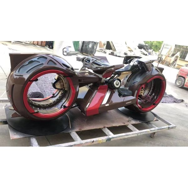 Luminous Motorcycle Disney-themed Decorative Sculpture for Public Spaces, Suitable for Scenic Areas and Outdoor Placement, Made of Cast Copper, Stainless Steel and FRP (Fiberglass Reinforced Plastic)