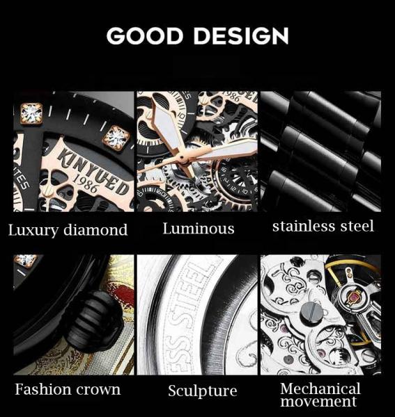 KINYUED good quality tourbillon movement watches men luxury brand automatic mechanical mens watch