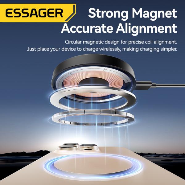 ESSAGER ES-WC18 15W Fast Wireless Charger for Best Phone Stand Charging PD Function and Fast Charging