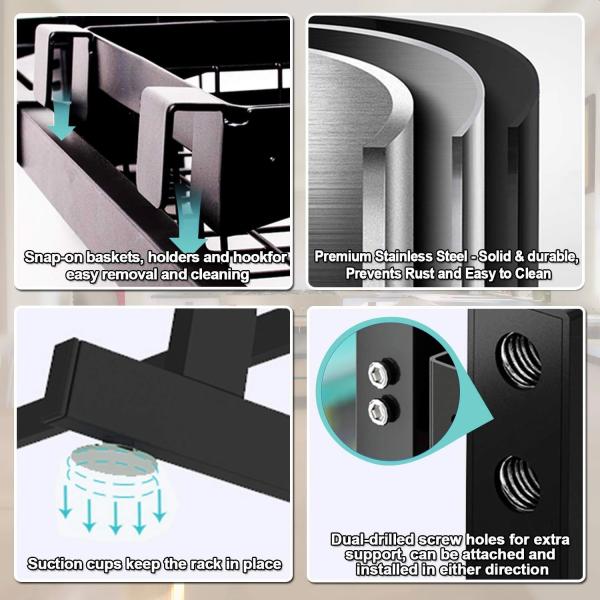 Width 300mm Adjustable Dish Drying Rack Over Sink OEM For Kitchen 500mm Height