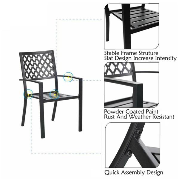 Outdoor Balcony Bistro Set Metal Garden Furniture with Foldable Design and 2 Seats