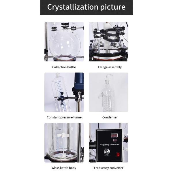 Certificado UL Reactor químico de vidrio de doble capa 5L 10L 20L 50L 100L 200L