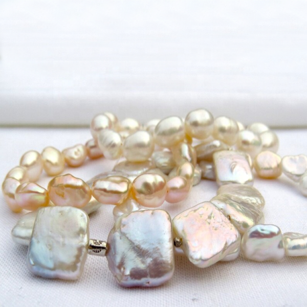 Handmade Elastic Baroque Pearl Bracelet Layered Irregular Stacked Pearl Bracelets