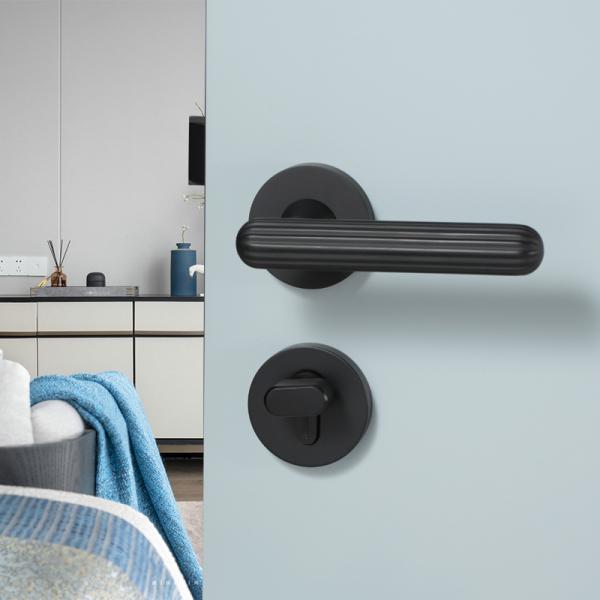 Personalized Black Gold Brass Lever Lock Door Handles , Bathroom Door Locks And Handles