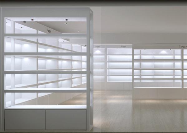 Simple White Cosmetics Display Cabinet ,  Makeup Retail Display For Skin Care Shop