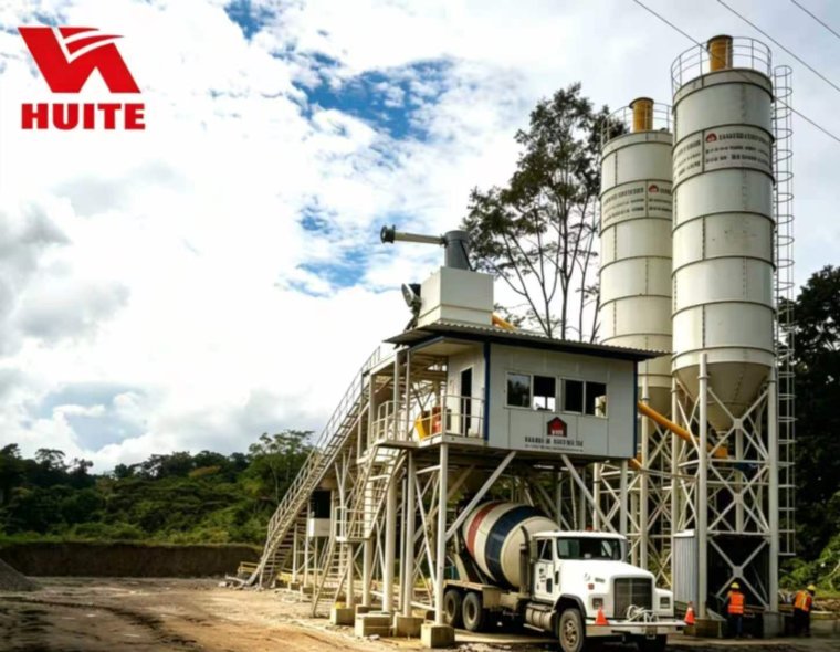 HZS90 Stationary Concrete Batching Plant 90m/H Dust Removal