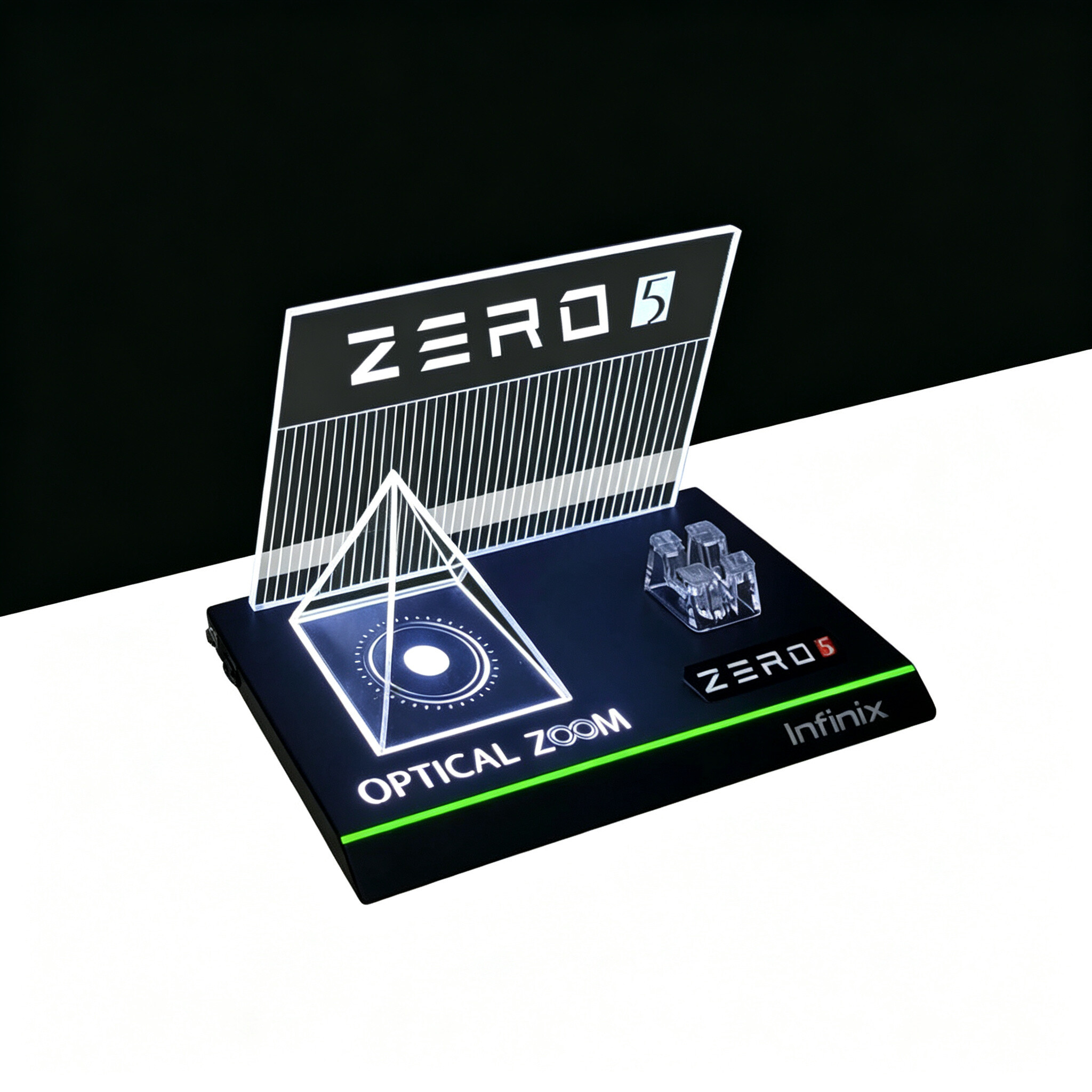 Illuminated Acrylic Phone Display Stand, LED Lighted Digital Product Counter