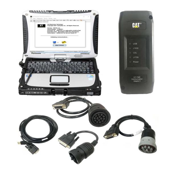 Adaptador de diagnóstico sem fio CAT Caterpillar ET3 com software Panasonic CF19 reinstalado