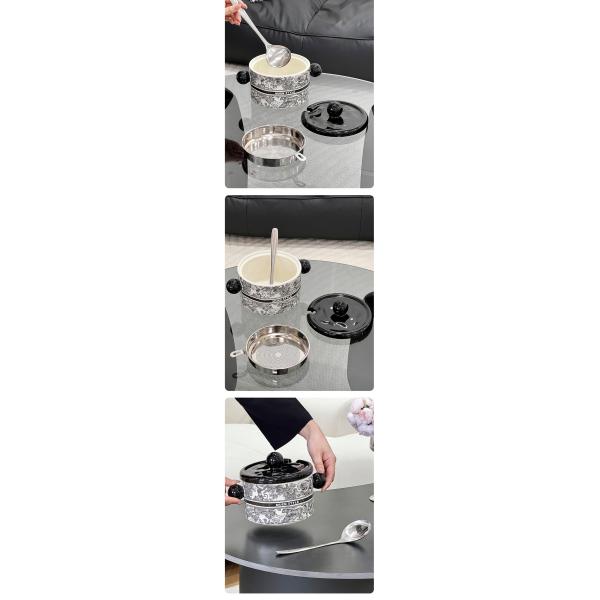 Stainless Steel Strainer Nordic Style Ceramic Bowl for 1000ml Lard-Filled Kitchenware