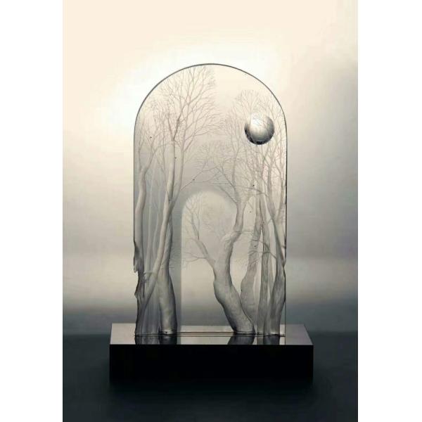 ISO9001 Inner Carved Artwork Etched Ornamental Crystals