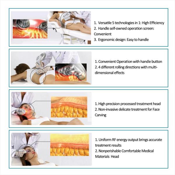 70kpa Pressure Vacuum Cavitation Vela Shape Machine For Body And Face Treatment