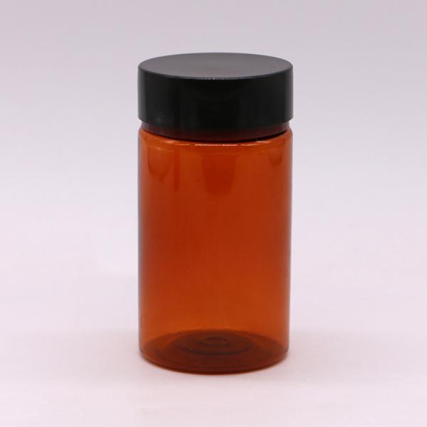 Bouteille de pilules en plastique sur mesure de 120 ml en PET Ambre de couleur ronde