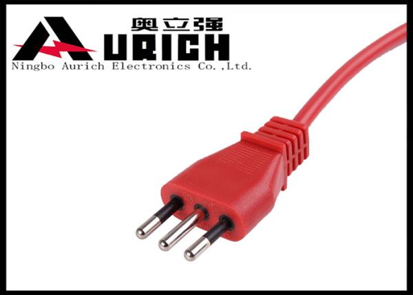 Three Pin Plug Italy AC Power Cord , Home Appliance Electric Extension Cable