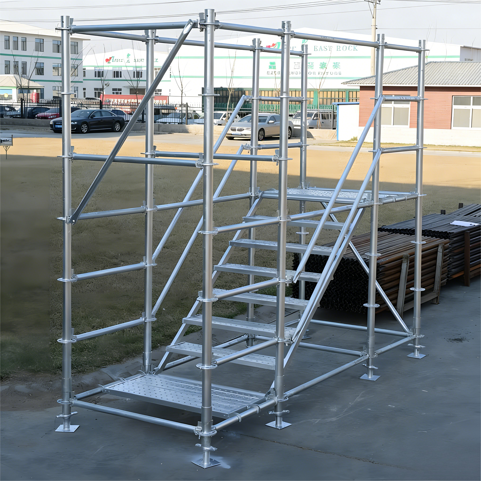 Customized Ring Lock Scaffold Silver Modular Ringlock Scaffolding 300mm Diagonal Brace