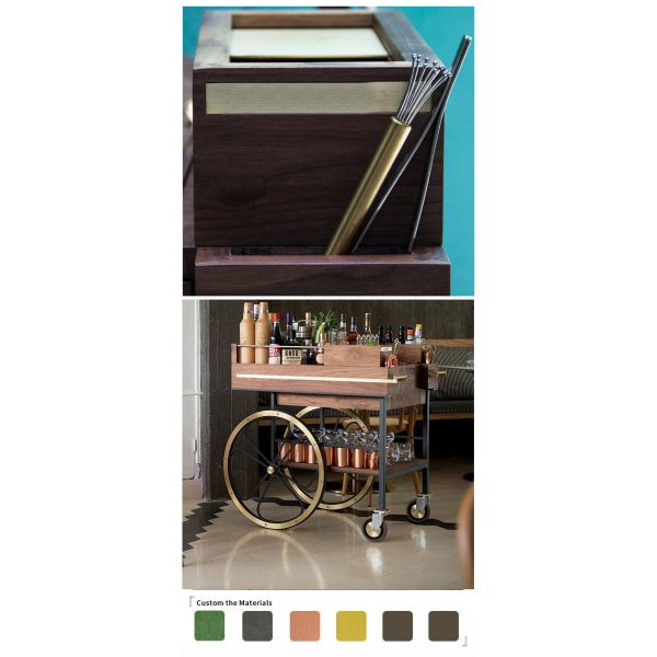 Modern Standard Size Wooden Food Trolley Silver Metal Bar Cart Suitable for Hotel Restaurant Wedding Drinks Presentation