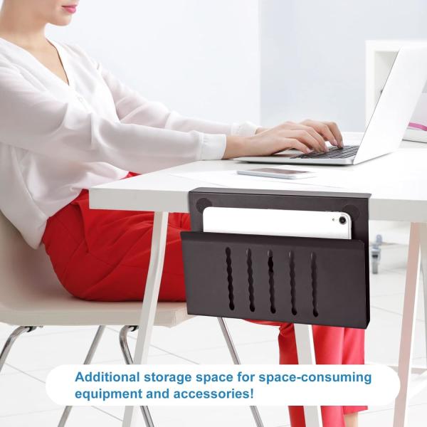 Suporte de computador portátil lateral ajustável com organizador de arquivos e suporte de caneta magnética
