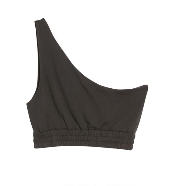 Factory Cotton Spandex Sexy Custom Logo One Shoulder Top Knitted Sleeveless Tank Tops