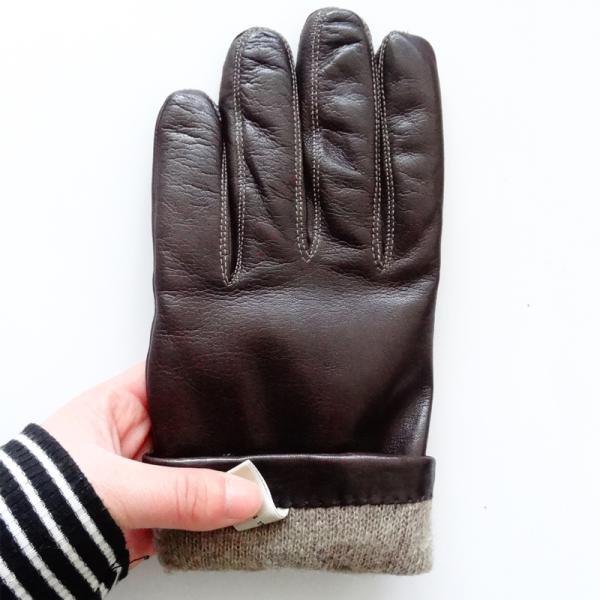 Customized Elastic Cuff Mens Wool Lined Leather Gloves Sheepskin Men Leather Gloves