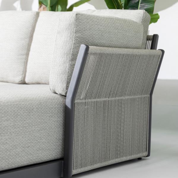 Villa Backyard L Shape Sectional Sofa with All Weather Fabric and Aluminum Frame by AJUNION