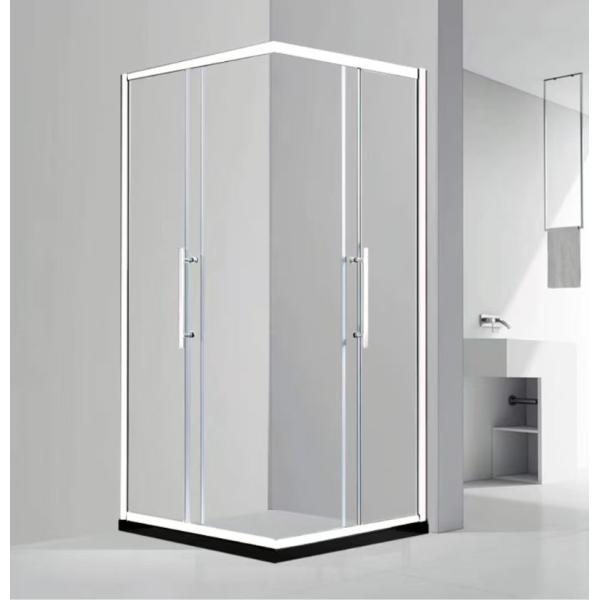 Salle de douche salle de bain porte vitrée carré en diagonale coulissante