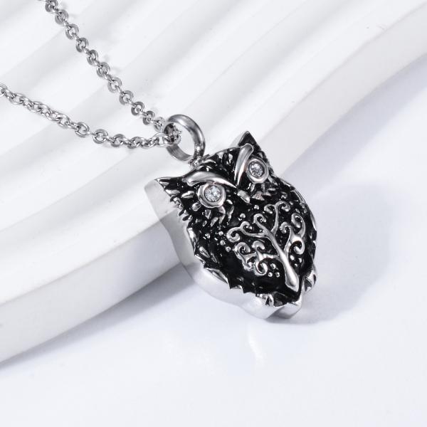 Stainless Steel Owl Pendant Unique Design for Perfume Bottle Opening and Ash Memorial