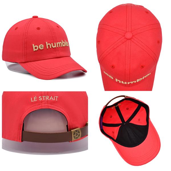 3D a brodé le chapeau de papa de bracelet en cuir de casquettes de baseball le rouge adulte qu'unisexe de taille adaptent le logo aux besoins du client