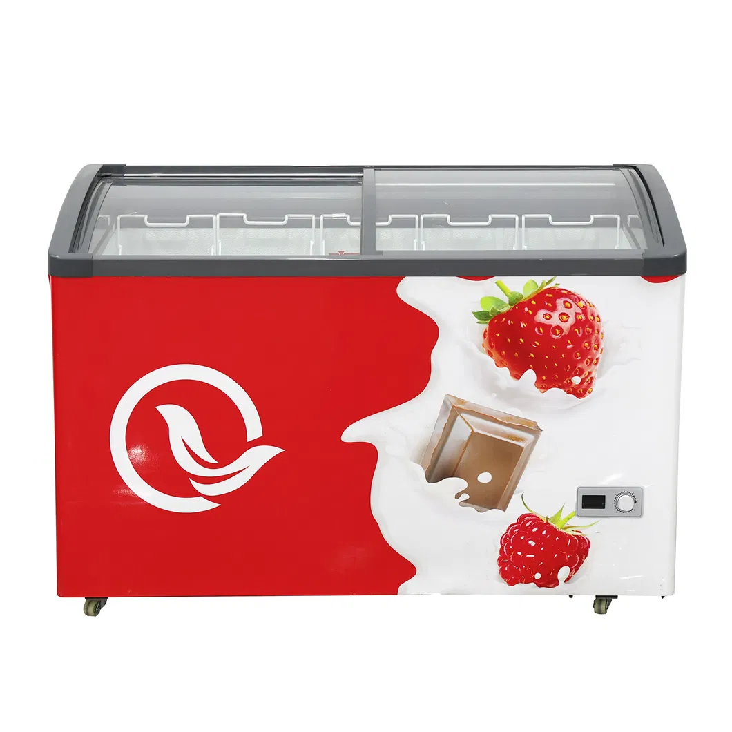 Commercial Double Door Refrigerator Beer Beverage Glass Upright Refrigerated Display Showcase