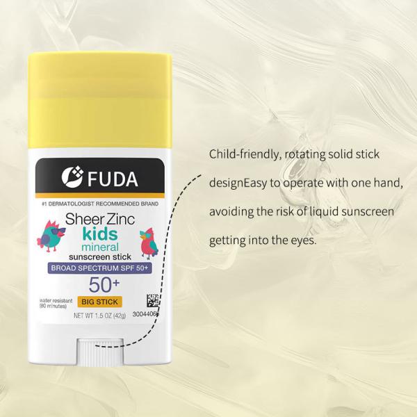 Transparent Mineral Zinc Oxide Sunscreen Stick SPF 50 Waterproof Moisturizing for Children