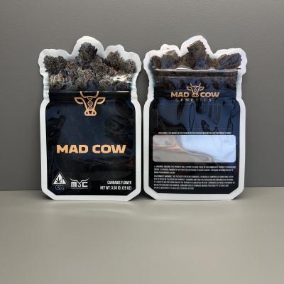 erva flor ziplockk sacos de embalagem em forma de bolso de corte a óleo personalizado com janela