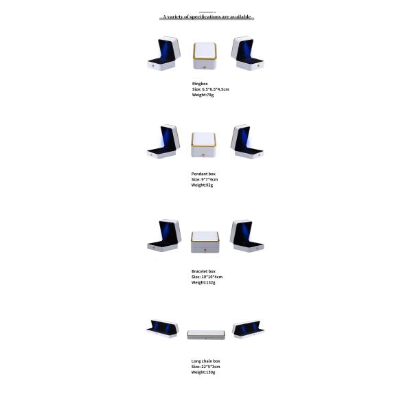 Boîte à bijoux personnalisée Emballage Boîte à bijoux en plastique or Trim Avec éclairage LED