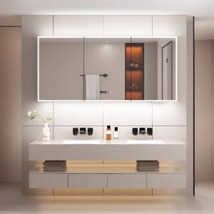 Smart Modern Medicine Bathroom LED Mirror Cabinet Water Resistant Illuminated
