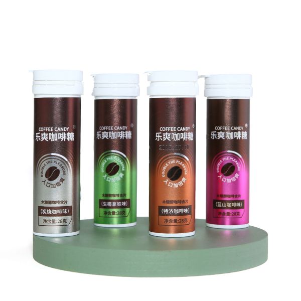 Wholesale Coffee Tablet Semi-Hard Candy with Xylitol 28g Sugar-Free Exotic Snack in Bottles 18 Months Shelf Life