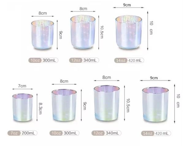 Luxo Vazio 10oz 12oz 14oz Claros Iriscentes Rainbow Glass Jars Candle com tampa e caixas Embalagem