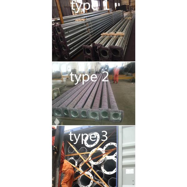 8m 10m 12m pôle électrique en acier galvanisé à chaud avec revêtement en poudre de polyester coloré