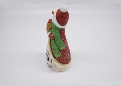 Eco Friendly Polyresin Crafts Father Christmas Figures Gift Box JOY Hollow LED Light