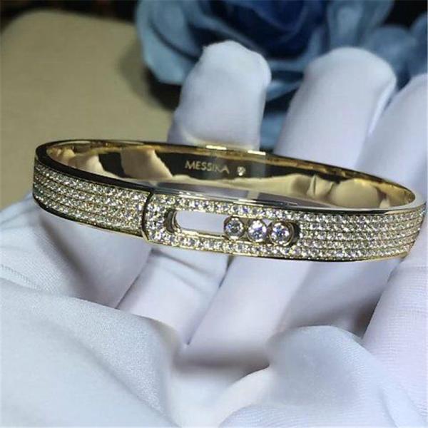 Luxury jewelry Mk Drill 3 full drill sliding bracelets 18k white gold yellow gold rose gold diamond bracelet