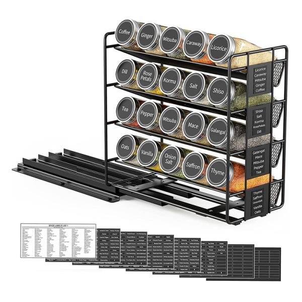 Practical 4 Layer Pull Out Spice Organizer for Cabinets and Kitchen Organization