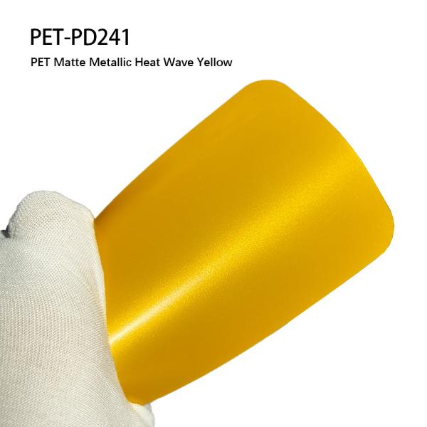 PET-PD241 PET Car Adhesive Film With Matte Metallic Heat Wave Yellow Color