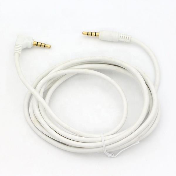 Custom White Gold Connector Male To Male Right Angle 3.5mm Jack TRRS Plug Stereo Audio Cable