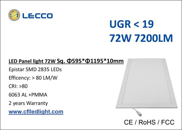 SMD 2835 Rectangle Led Panel Light 600 x 1200 For Kitchen / Office 7200 LM