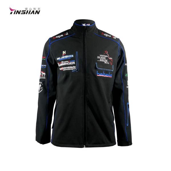1. Custom Team Name Jackets Design for Men's Polyester Spandex Softshell Sports Club