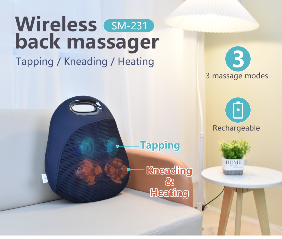 Wireless Remote Control Massage Pillow for Waist Application with 1 Year Warranty