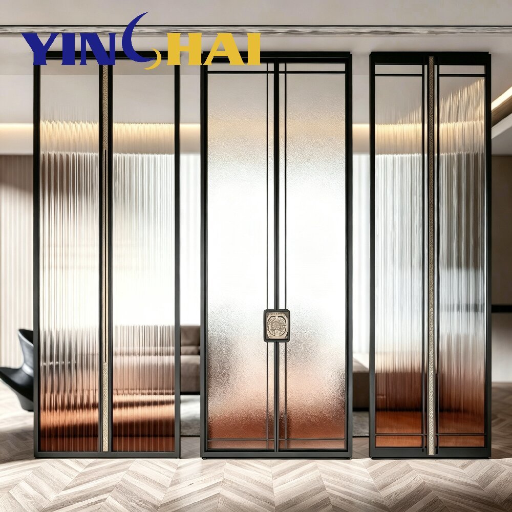 Custom Stainless Steel Gradient Fluted Glass Screen Partition Home Divider