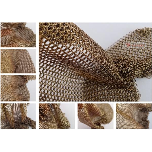 Brass Color Chainmail Mesh Curtain with 0.53mm Wire and 3.81mm Ring Diameter for Interior Decoration