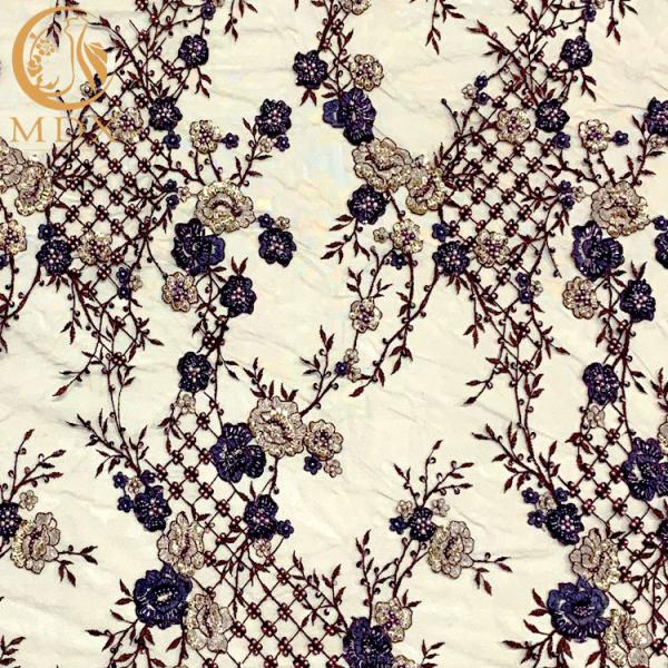 20% Polyester 3D Embroidery Lace Fabric By Handmade Beaded