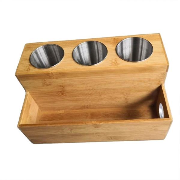 Rectangular balcão de bambu aparelho de cabelo organizador secador de cabelo lineador de suporte