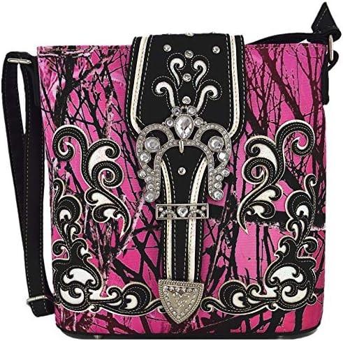 Camouflage Rhinestone Cross Pistol Buckle Western Crossbody Handbags Cowgirl Country Studded Purse Women Single Shoulder