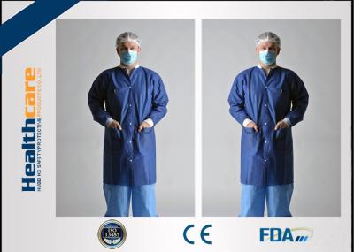 Economical Lint Free PP Disposable Lab Coats With Knitted Collar and Velcro