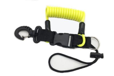 Yellow Cord Quick Release Coil Lanyard For Scuba Diving Stopdrop Expander Safety