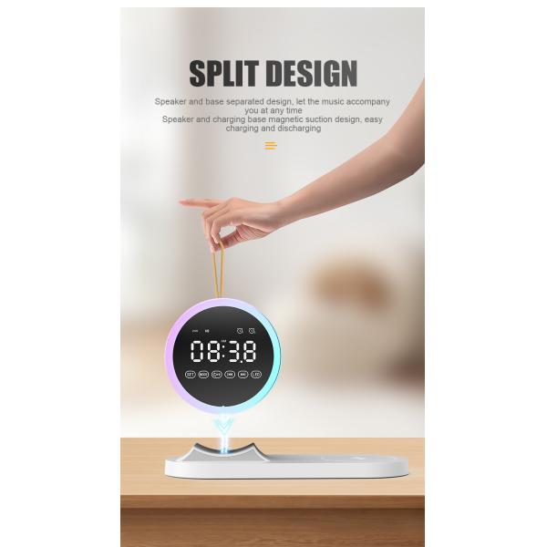 Yes Battery 3 in 1 Wireless Charging Light Alarm Clock Desktop Mobile Phone Magnetic Wireless Charger NO Waterproof Standard
